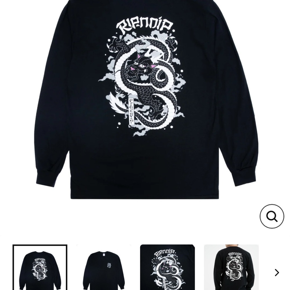 Ripndip Black Long Sleeve with White Dragon